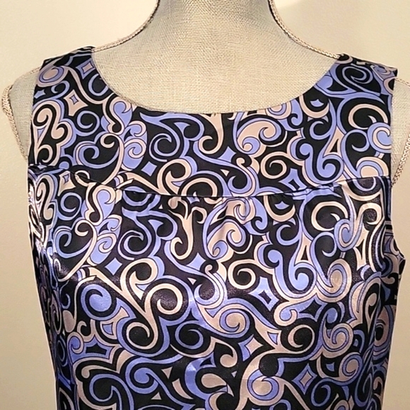 Ann Taylor Woman's Lined Sleeveless Blue Shimmer Dress, Size 6P - Picture 4 of 7